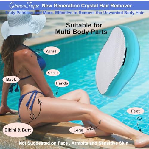 Germantique Crystal Hair Eraser,Natural Crystal Hair Remover,Reusable Painless Nano Glass Hair Removal Device Without Shaver,Gentle Crystal Epilator and Exfoliator for Soft Silky Skin(Light Blue) - Image 3