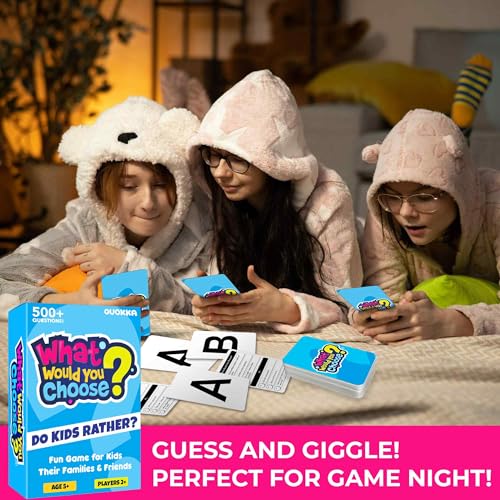 Board Games for Kids 8-12 – Family Games for Kids and Adults for Family Night – What Would You Choose – 500+ Questions – Fun Travel Learning Trivia Cards for 5-7 - Boardgames for Teens 9-10 Years Old by QUOKKA - Image 5