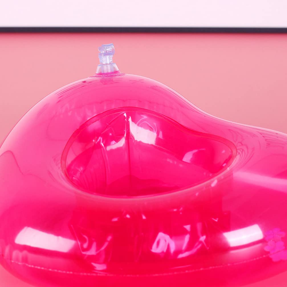 LIOOBO 8pcs Inflatable Drink Holders Heart Shaped Floating Beverage Salad Fruit Serving Bar Pool Float Party Accessories Summer Beach Leisure Cup Bottle Holder Pool Float Coasters Pink