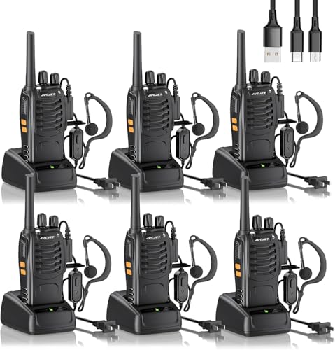 JUCJET Walkie Talkies Long Range with Earpieces,16 Channel Walky Talky