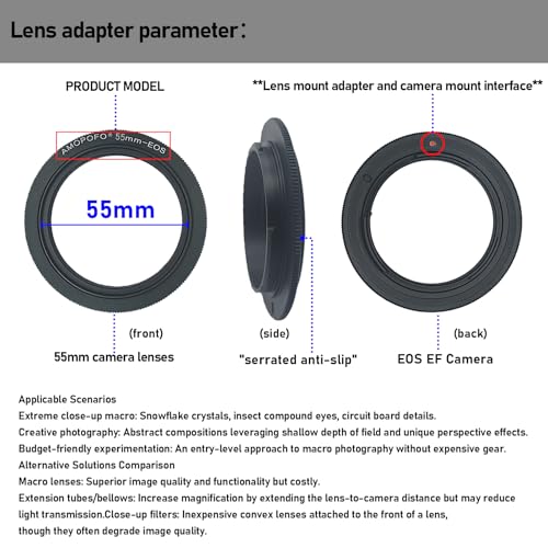 Anillo Reverso para Lente Macro 55mm Compatible con EF 90D 80D 70D 60Da y Más miniatura 2