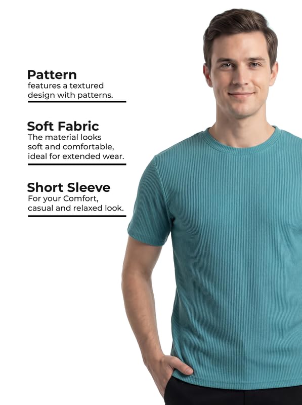 Image of Poly Cotton Frill Round Neck T-Shirt for Men | |
