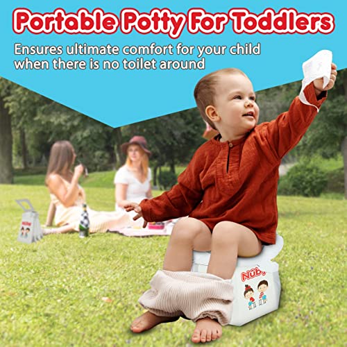 nuby disposable travel potty with liner - foldable and portable potty toddler potty essential for camp trips amp car rides - travel potty for toddler 2 pack