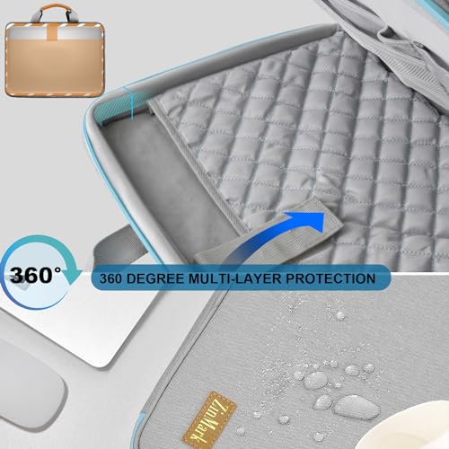 Image of ZINMARK Laptop Case 15.6 Inch Briefcase Military-Grade Protection with Detachable Belt Bag, Compatible All Model of 15-16 Inch MacBook Pro and Most Popular 15.6 Inch Notebooks Chromebooks (Gray&Blue)