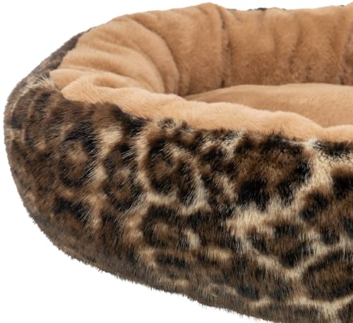 Trixie Hundebett Leo, rund, weiches Hundekissen in Hellbraun/Braun, ø50cm - gemütliches Hundekörbchen mit Softplüsch - 374241