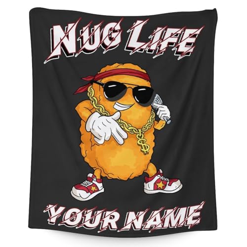 Mercuryelf Custom Chicken Nugget Blanket - Soft, Fuzzy & Warm - 40x50 Inches Flannel Throw Blankets for Travel, Office - Black Funny Throws Gift for Boys, Girls