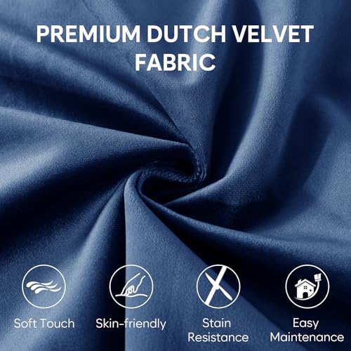 Image of SHOUREN 3 Ft Bean Bag Chair,Bean Bag Chairs for Living Room,3 Foot,Navy | Bean Bag Chairs for Adults,Memory Foam Filling,Beanbag with Filler Included,Soft Velvet Cover,Pocket & Pull-Handle