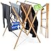 Produktbild LAZYLINE® Wäscheständer platzsparend [extra breit + klappbar] tragbar, faltbar aus Holz schwarz Hoch Stabil 12m Wäscheleine Wäscheturm Turm, Balkon Wäschetrockner Clothes Drying Rack