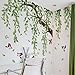 Lilac Wall Decoration Large Green Tree Wall Stickers, 3 Sheets Hanging Vine Tree Wall Decals Peel and Stick Leaves Branch Wall Murals Decor for Living Room Bedroom (Green, 11.8 * 35.4inch)