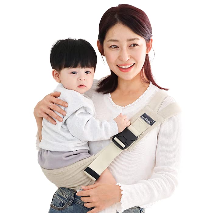 Image of GOOSEKET Toddler Sling/Original/Cotton Baby Carrier/Compact hipseat/Infants to 44 lbs Toddlers/Sleep (Beige)…