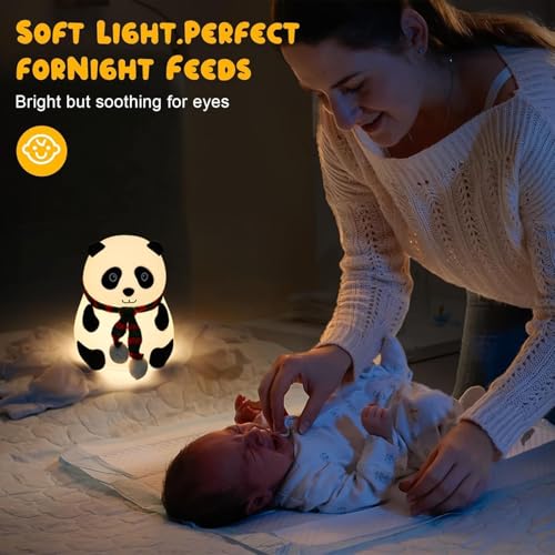 Image of Night Lamp for Bedroom | Touch Control Silicone Lamp with 7-Colour Changing Light | USB Rechargeable Bedside Girls & Boys | Warm White Diwali Decoration Light | Christmas Gift (Panda)
