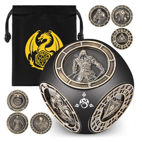 Dés à Faire Tourner du Bout des Doigts pour D&D, Set de 7 dés en métal, avec Pochette de Rangement Logo Dragon, Cube en Relief 3D, dés pour Jeu de rôle...