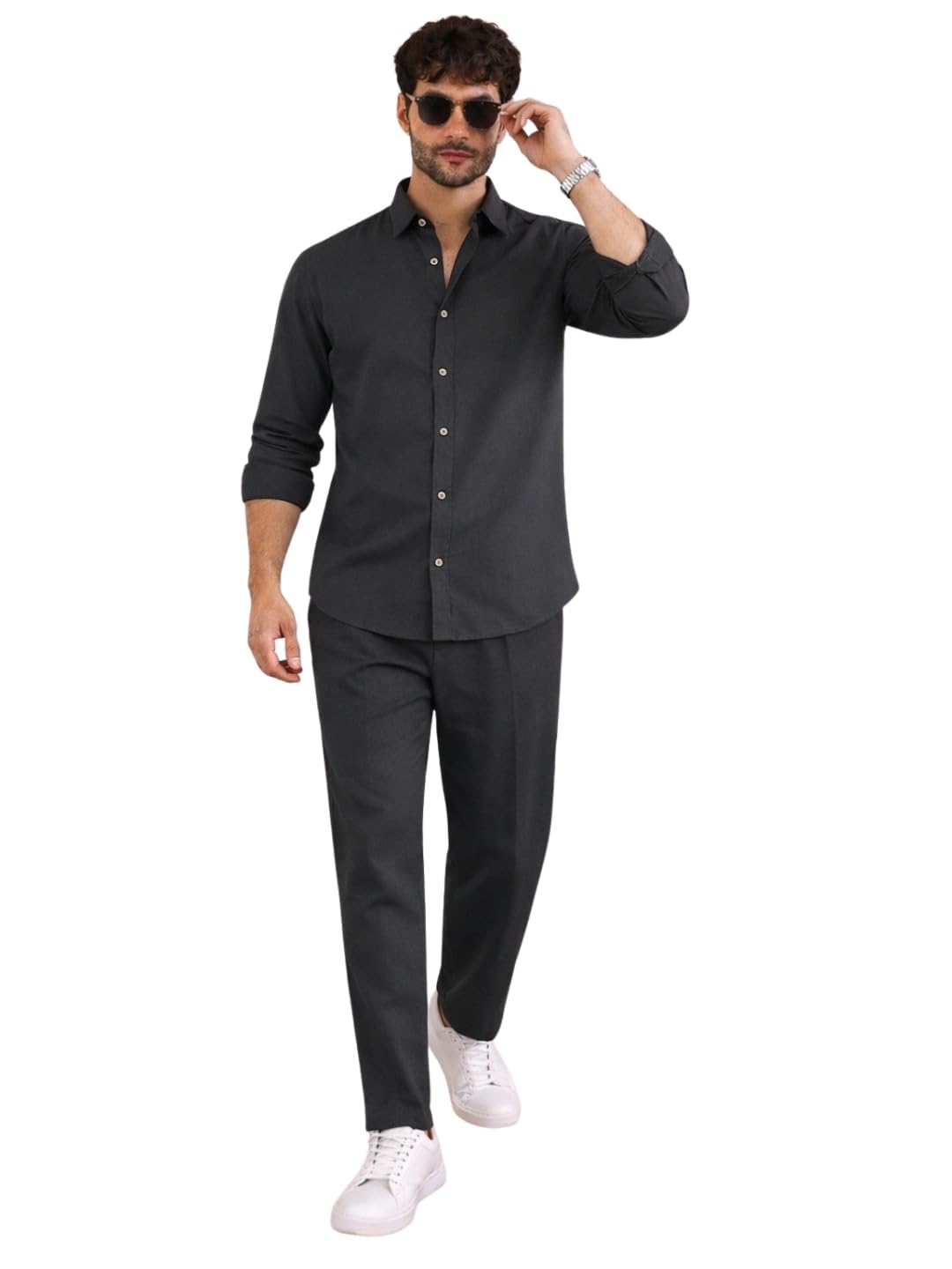 see designs Men's Full Sleeve Spread Collar Linen Solid Co-ord Set (Trouser & Shirt Set)-picture-22