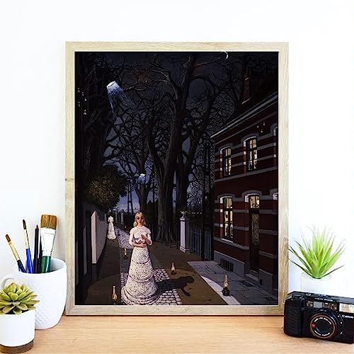 Beroemde Paul Delvaux Posters《Alle lichten, 1962》Prints Illustratie Wall Art Paul Delvaux Canvas schilderij voor home decor foto's 40x60cmx1 geen frame - Afbeelding 3