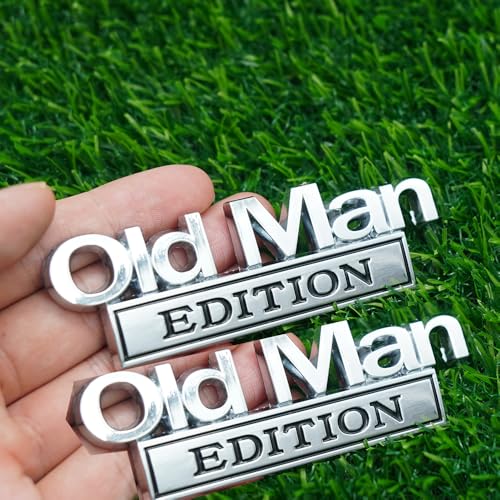 Image of 2pc Old Man Edition 3D Metal Emblem Fender Rear Tailgate Bumper Badge Nameplate Sticker Decal for Car Truck (Silver Black)