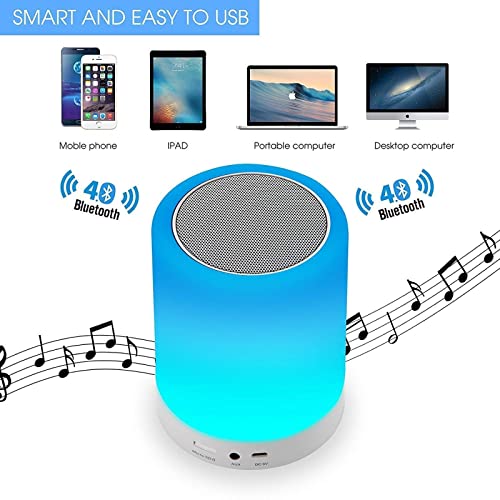 Image of Careflection Acrylonitrile Butadiene Styrene Led Touch Lamp Wireless HiFi Light, USB Rechargeable Portable Bluetooth Speaker with TWS for Festival, Camping, Different Lighting Modes-Multi-Color