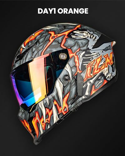 Image of ILM Motorcycle Helmets for Adult Men Women Full Face DOT ECE Powersports Dual Visor Street Racing Helmet with Pinlock Cascos para Motos Model MF509 (Day1 Orange, XL) | Powersports, Dual Visor, Street Racing, Pinlock, Cascos para Motos