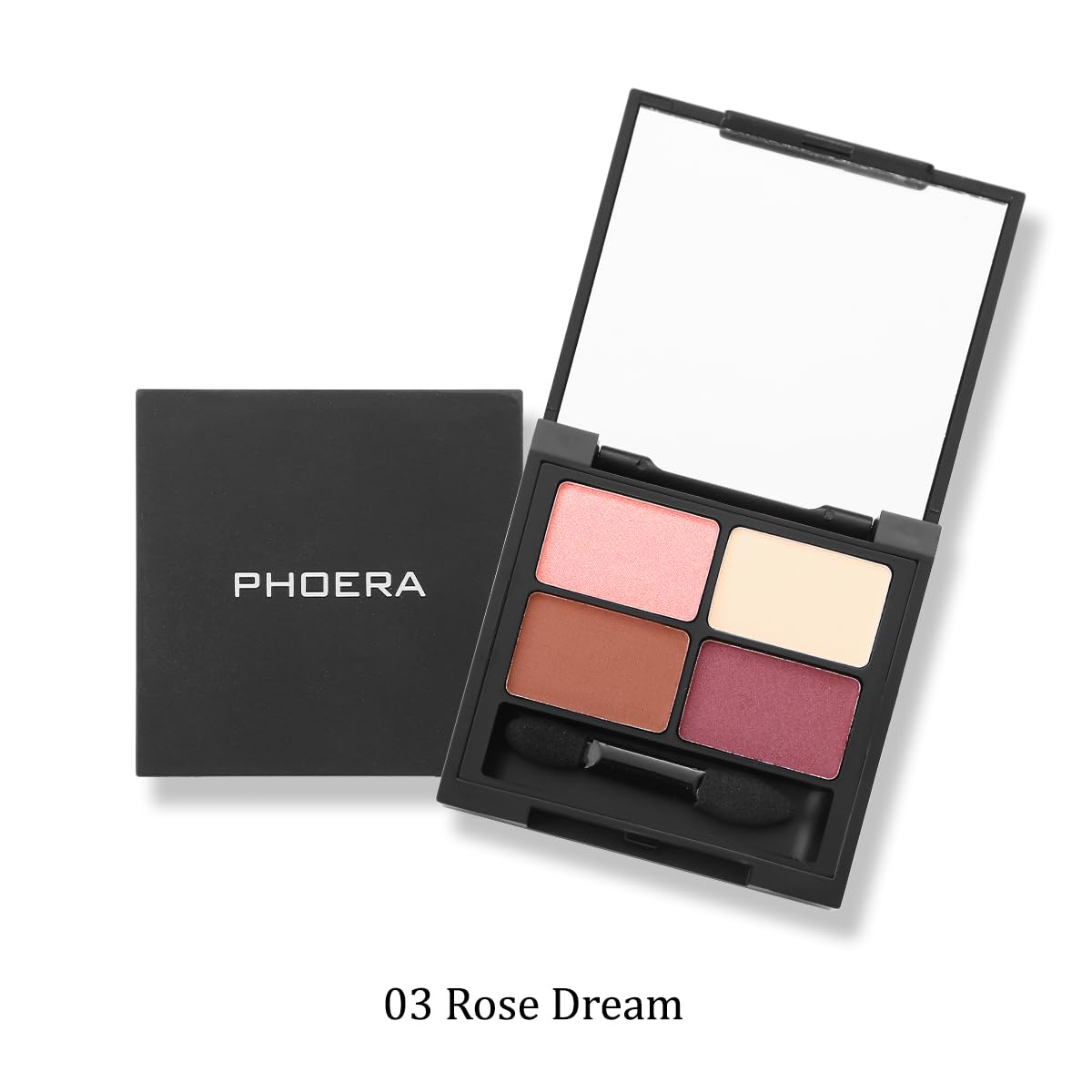 PHOERA 4-in-1 Ultimate Shadow Palette, 4 Rosy Shades, Bubblegum Pink, Eggshell, Coral Brown, Violet Metallic - Image 2