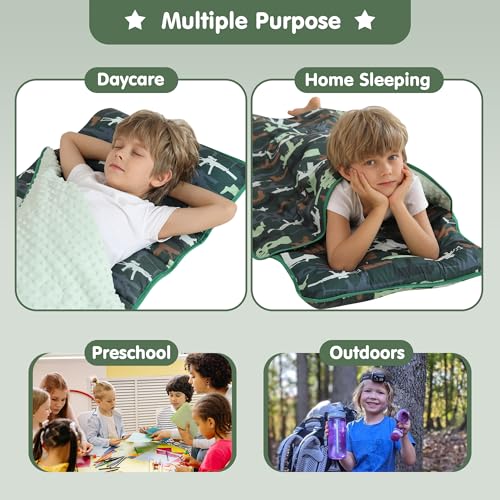 Image of Viviland Toddler Kid Nap Mat for Preschool, Slumber Bag with Pillow and Blanket, Daycare Sleeping Bag Kindergarten Mat