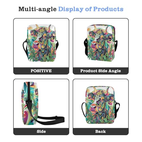 messenger bag crossbody Crossbody Bags For Women Small Woman Cross Body Purse Adjustable Strap for outdoor sports outdoor sports- Colorful Cattle4