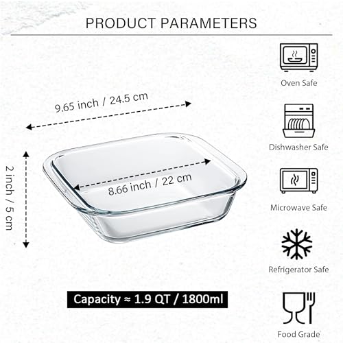 Plat de cuisson en verre carré pour four 1,6 L anti-adhérence - 3