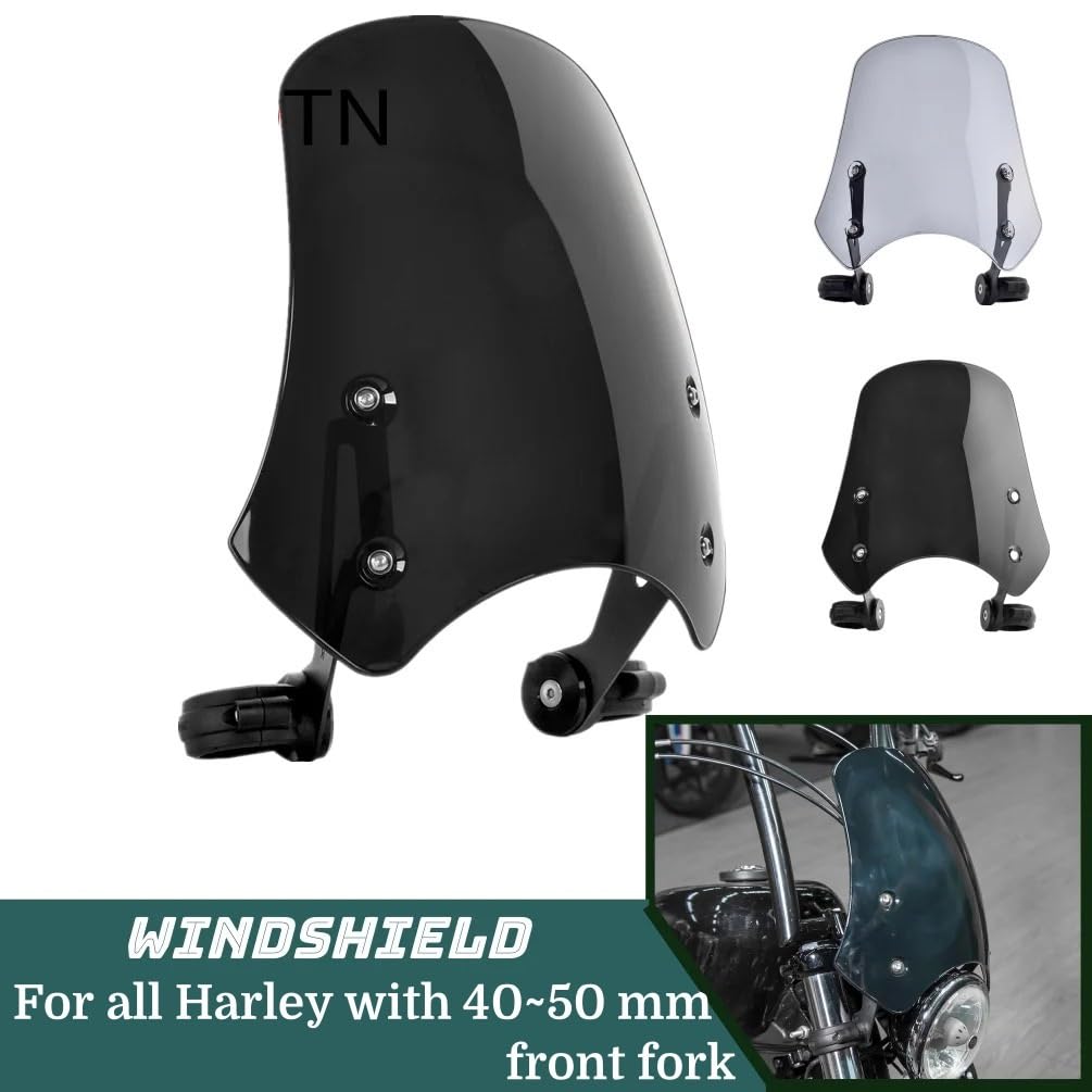 Pasuje do Harley Davidson FXDF Fat Bob FLD Switchback Street Osłona przeciwwietrzna 40-50 mm(Smoke)