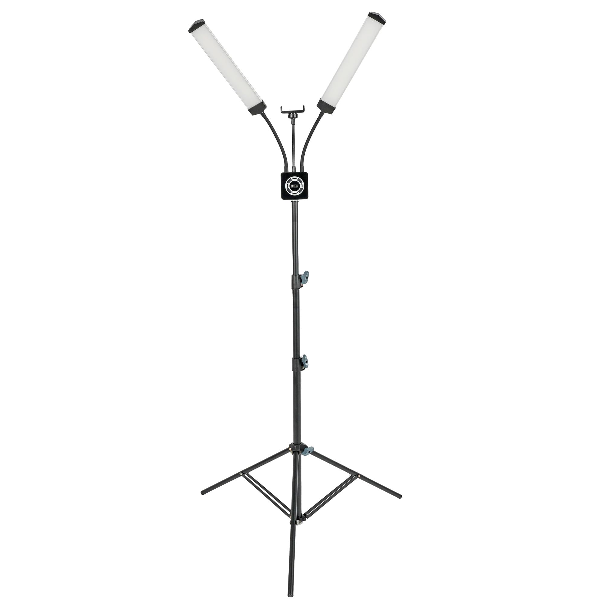 Lámpara LED de belleza de doble brazo para extensión de pestañas, maquillaje, manicura, intensidad regulable, con soporte para teléfono móvil