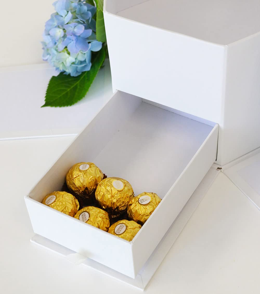 USA-SALES UNIKPACKAGING Caja de regalo de flores con forma hexagonal de alta calidad, con cajón, tamaño 9.5 x 8.3 x 6.1 pulgadas, para arreglos florales de estilo lujoso (blanco)