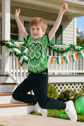 Image of TMSD Unisex Kids St.Patrick's Day T-Shirt Short Sleeve Crew Neck Clover Shamrock Tee 4-14 Years