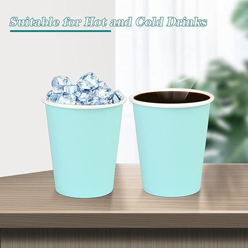 Miniatura 3 de Paquete de 25 vasos de papel desechables de 8 onzas, tazas de café de papel azul claro, tazas para bebidas calientesfrías, adecuadas para oficinas,