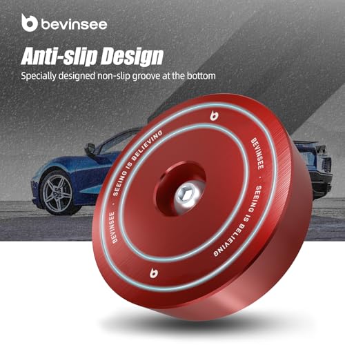 Image of Bevinsee 4pcs Lifting Jack Pads Pucks Compatible with Corvette C5 C6 C7 GS Z06 ZR1 C8 Heavy Duty Aluminum Lift Point Adapter Pucks Essential Accessory for Safe Lifting, Red