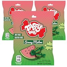 Salt Water Taffy Individually Wrapped Sour Sassy Melon Taffy Mix 3.5 oz Pack of 3 by Taffy Town | Gourmet Saltwater Taffy Candy Bulk Pack | Made in USA Sassy Sour Melon