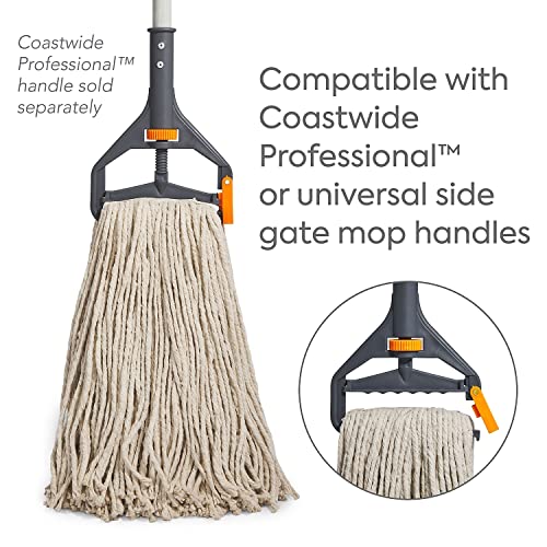 Image of Coastwide Professional Cut-End Wet Mop Head, #24, Cotton, White | 1 inch headband for facility wet mopping and floor cleaning.