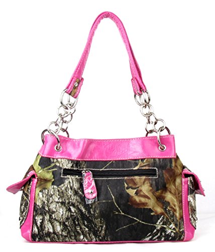 Western Handbag Camouflage Gun Pistol Pocket Camo Rhinestone Purse With Matching Wallet (PINK)4