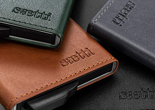 Saetti Pasjeshouder Luxe Slim Dunne Kleine Kaarthouder – RFID en NFC Bescherming Creditcardhouder met Cadeau Verpakking – Echt Leer – Zwart - Image 8