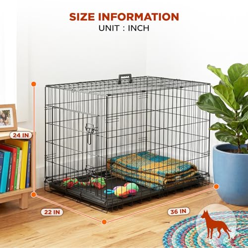 Image of BestPet | Dog Crate | 36 inch | Black | Foldable Metal Kennel with Single Doors