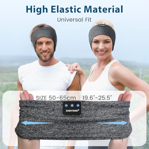 ZHENYEMEI Sleep Headphones Wireless Bluetooth 5.4 Headband, Sports Earphones Sleep Earbuds with HD Stereo Speaker Microphone for Workout Jogging Yoga Insomnia Air Travel Meditation Unique Gifts Gray — view 6