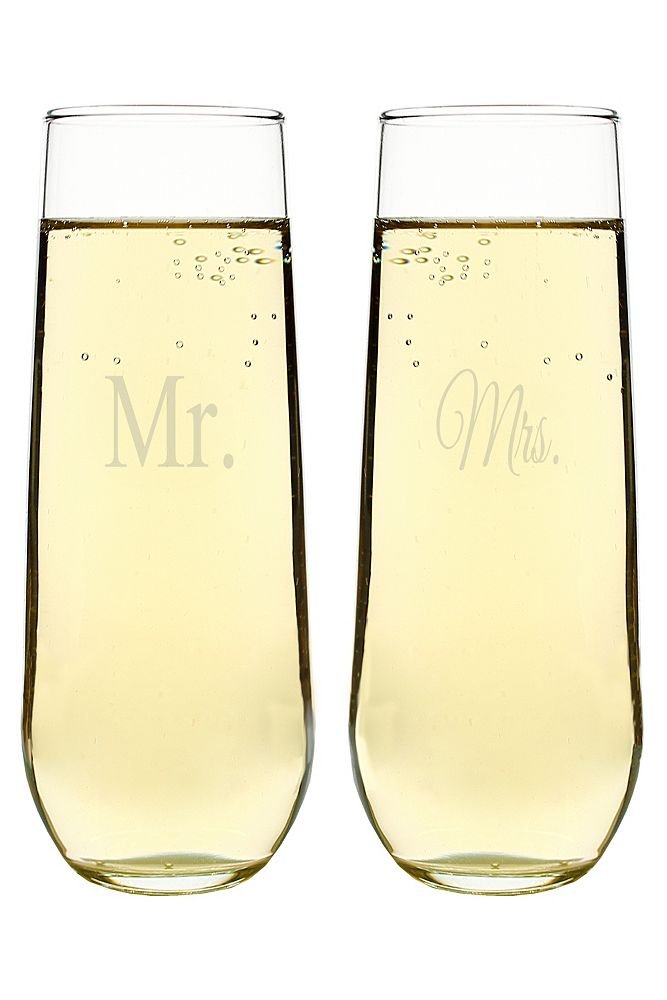 Mr. and Mrs. Stemless Toasting Flute Set (Set of 2)