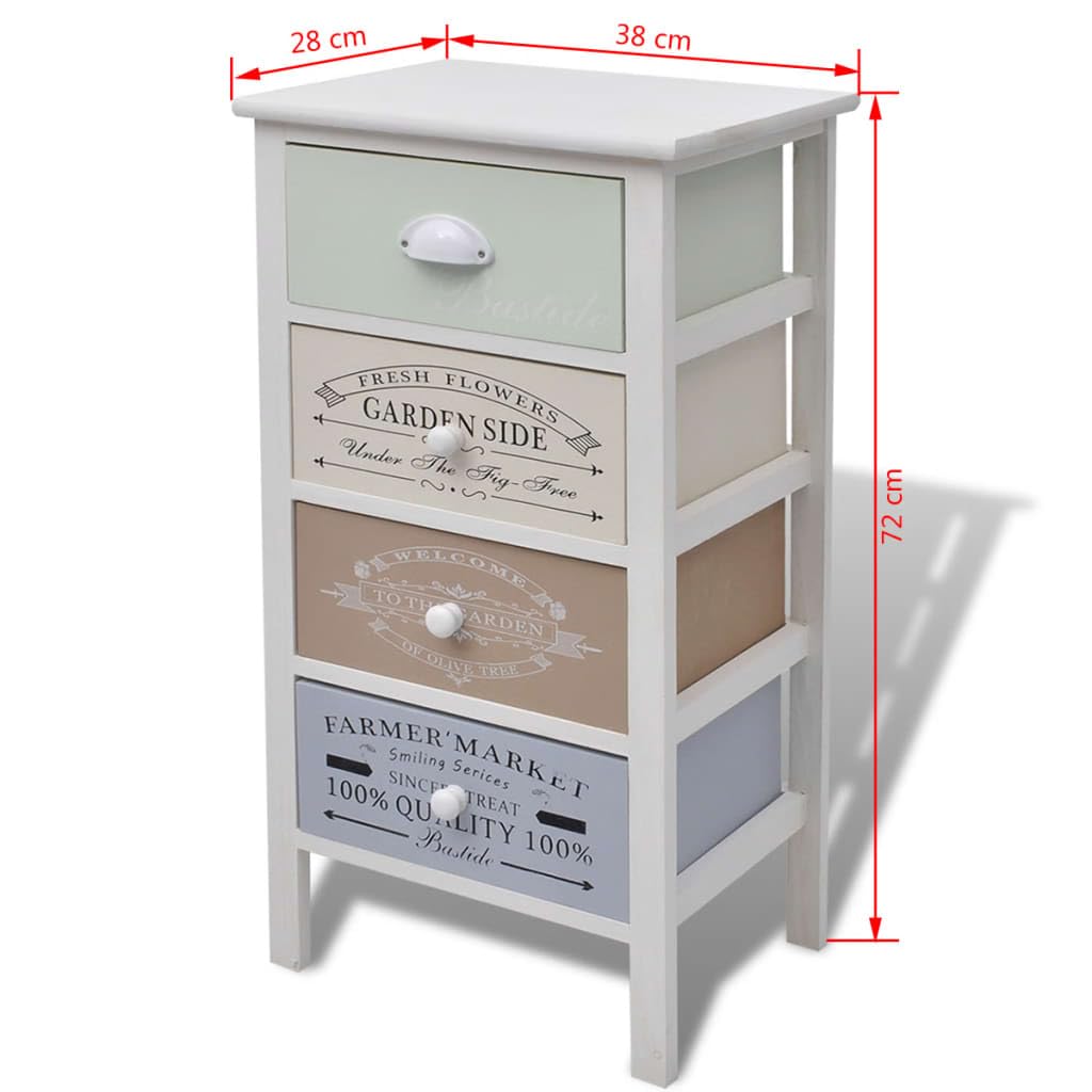 Genérico Mueble de almacenaje Estilo francés con 4 cajones Madera,Mobiliario,Armarios y Almacenamiento,Taquillas y armarios de Almacenamiento,242877
