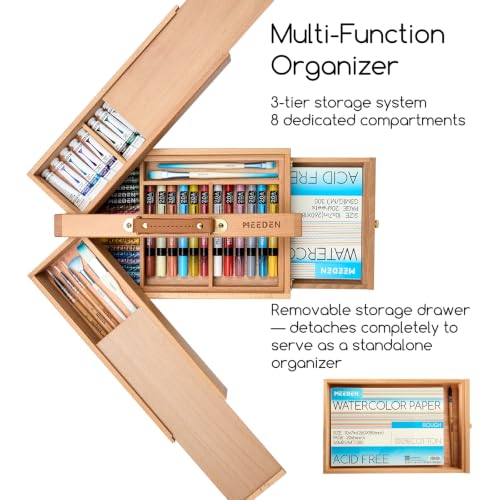 MEEDEN Portable Artist Supply Storage Box: Foldable Beech Wood Box - image 3