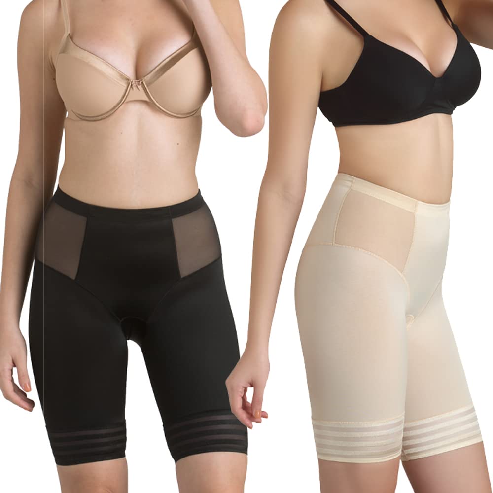 swee Jade- Women's Shapewear Low Waist and Short Thigh Shaper (Black & Nude, Pack of 2)-picture-15