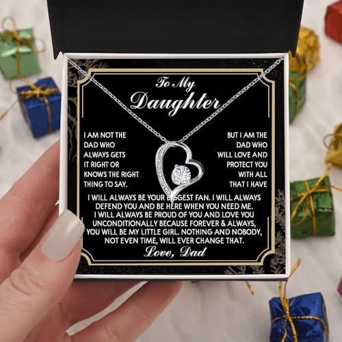To My Daughter Necklace from Dad with Forever Love Message & Elegant Box, Daughter Gifts from Dad, Birthday Gift for Daughter Adult, Father Daughter Necklace, Daddy Daughter Gifts for My Daughter3