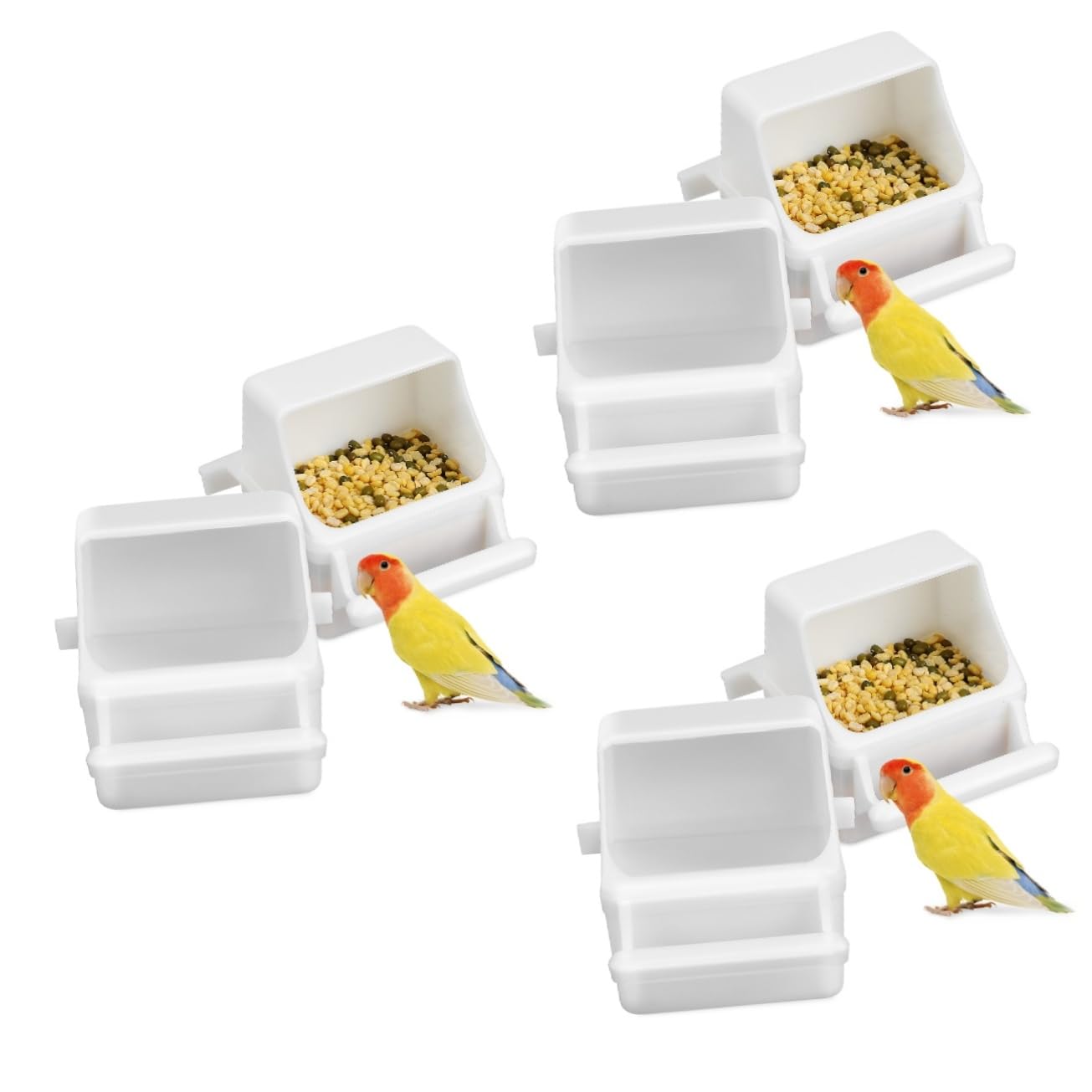 BESPORTBLE 6 Piezas Caja De Comida Comederos y Bebederos para Jaulas De Pájaros Jaula De Codornices Jaula De Pájaro Grande Alimento para Aves para Loro El Plastico Munia Jaula para Codornices