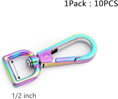 Miniatura 2 de Ganchos giratorios de metal arcoíris con anillos en D arcoíris y hebillas deslizantes para bolso de arco iris Tri-Glides