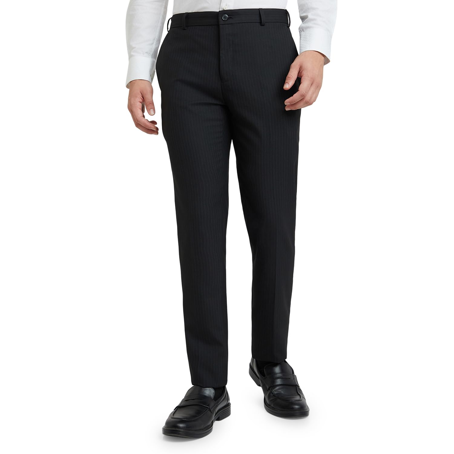 raymond Men's Slim Fit Stripe Pattern Poly Viscose Blend Flat Front Formal Trouser-picture-47