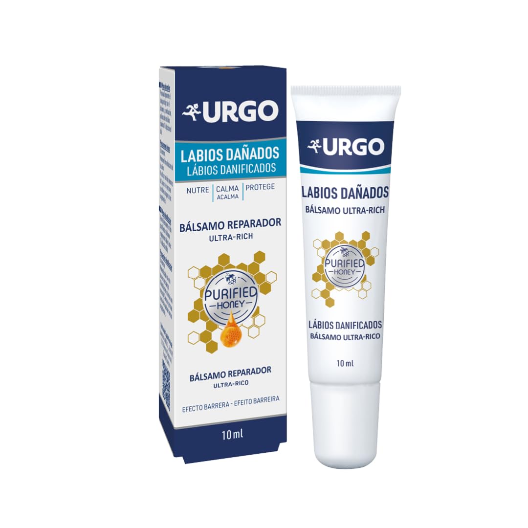 Urgo Labios Dañados – Bálsamo Reparador Ultra-​Rich – Nutre, suaviza y repara los labios dañados de forma duradera – Tubo de 10 ml