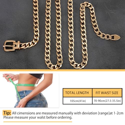 41Inch Gold Chain Belt For Women Adjustable Waist Belt Fashion Metal Dress Belts For Jeans Dresses Body Link Waist Chain(27.5"-35.5")2