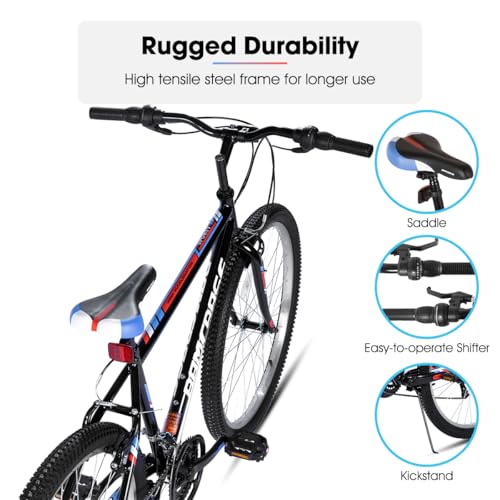 HH HILAND 24 26 inch Mountain Bike for Men Women, 18 Speeds