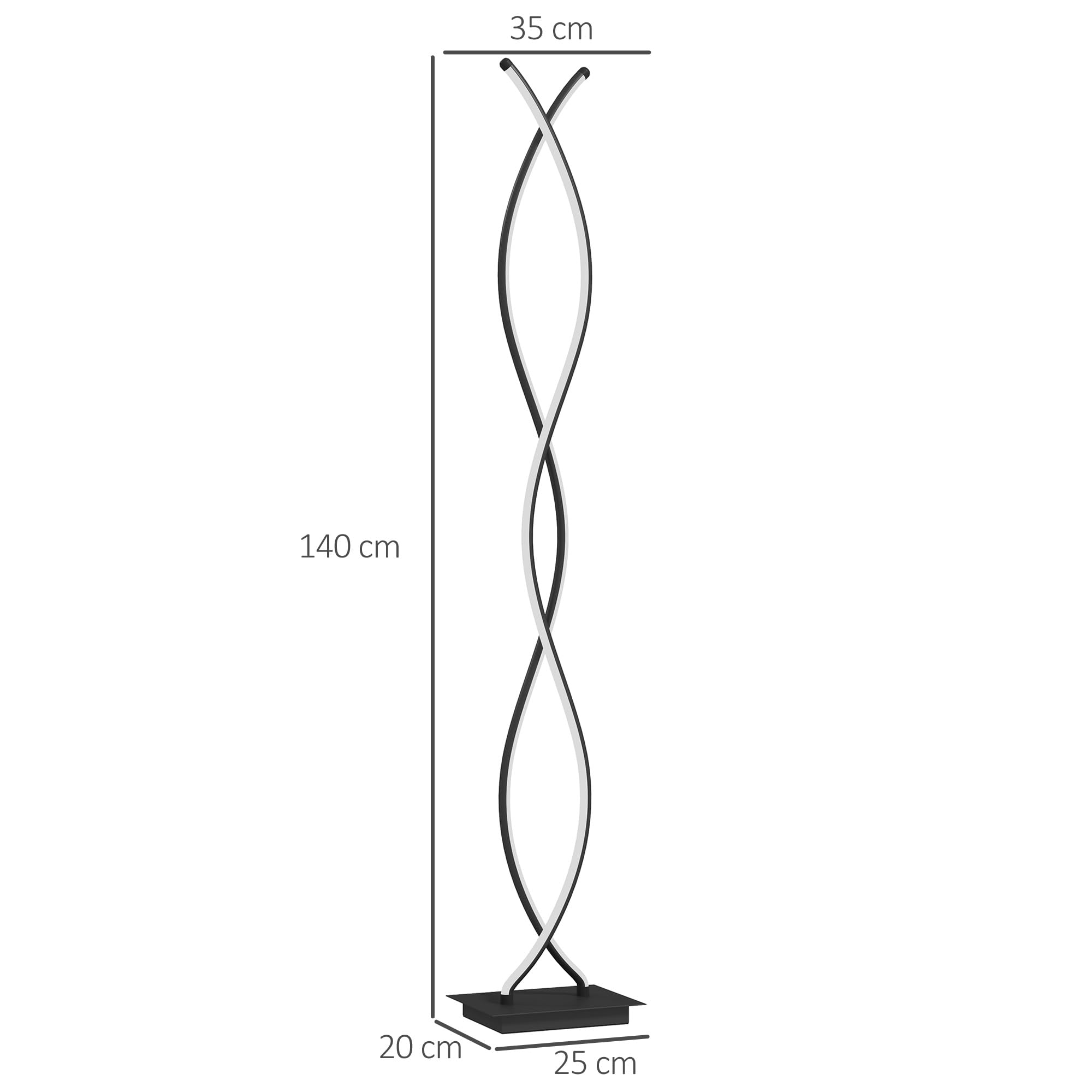 HOMCOM LED Lampa stojąca, regulowana, wyłącznik nożny, 144 cm, czarna