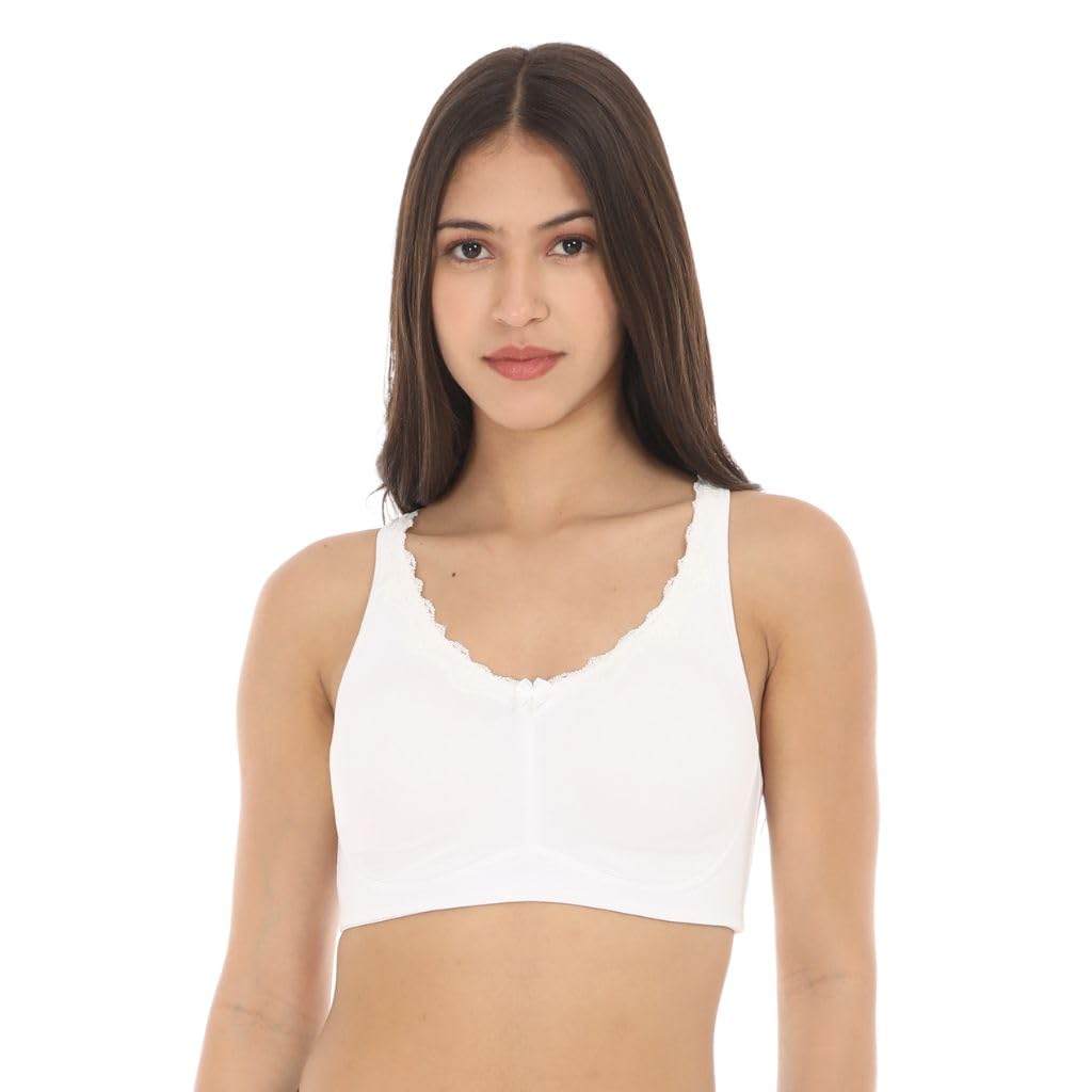 adira | Bra for Regular Use | Cotton Bra | No Lift, Full Coverage Support | Wire-Free & Non-Padded | Seamless Cups with Lace Detailing | Hidden Side Panels, No Center Panel | Pack of 1-picture-51